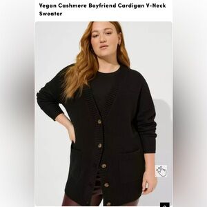 EUC Torrid Vegan Cashmere Boyfriend Cardigan V-Neck Sweater - 2x Black